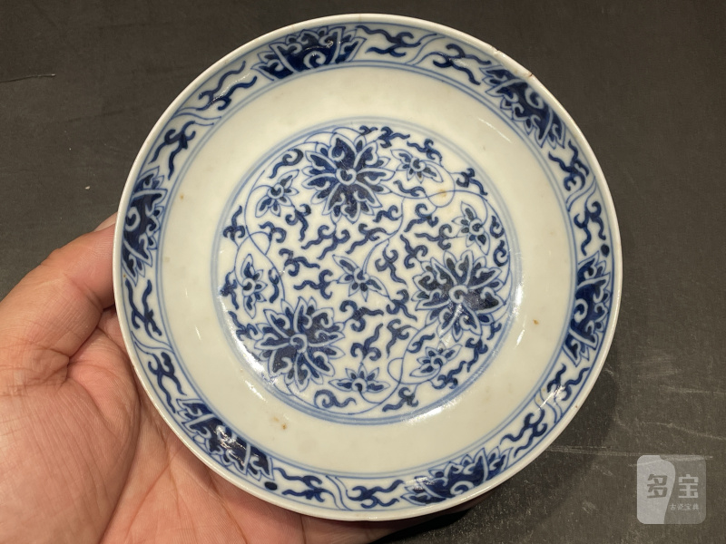 清光绪 青花缠枝莲纹盘一对 - 图10